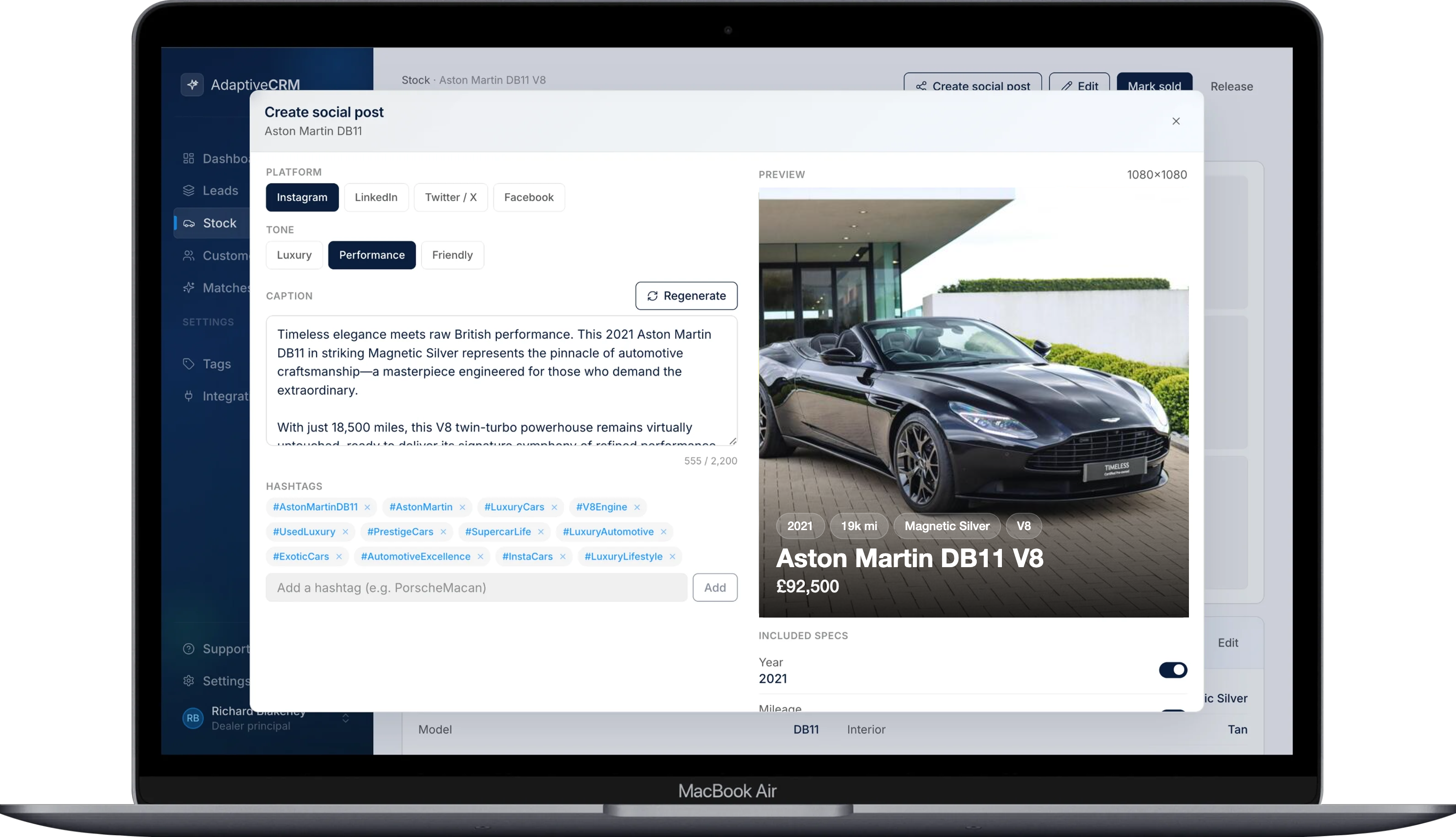 AdaptiveCRM — Social post generator