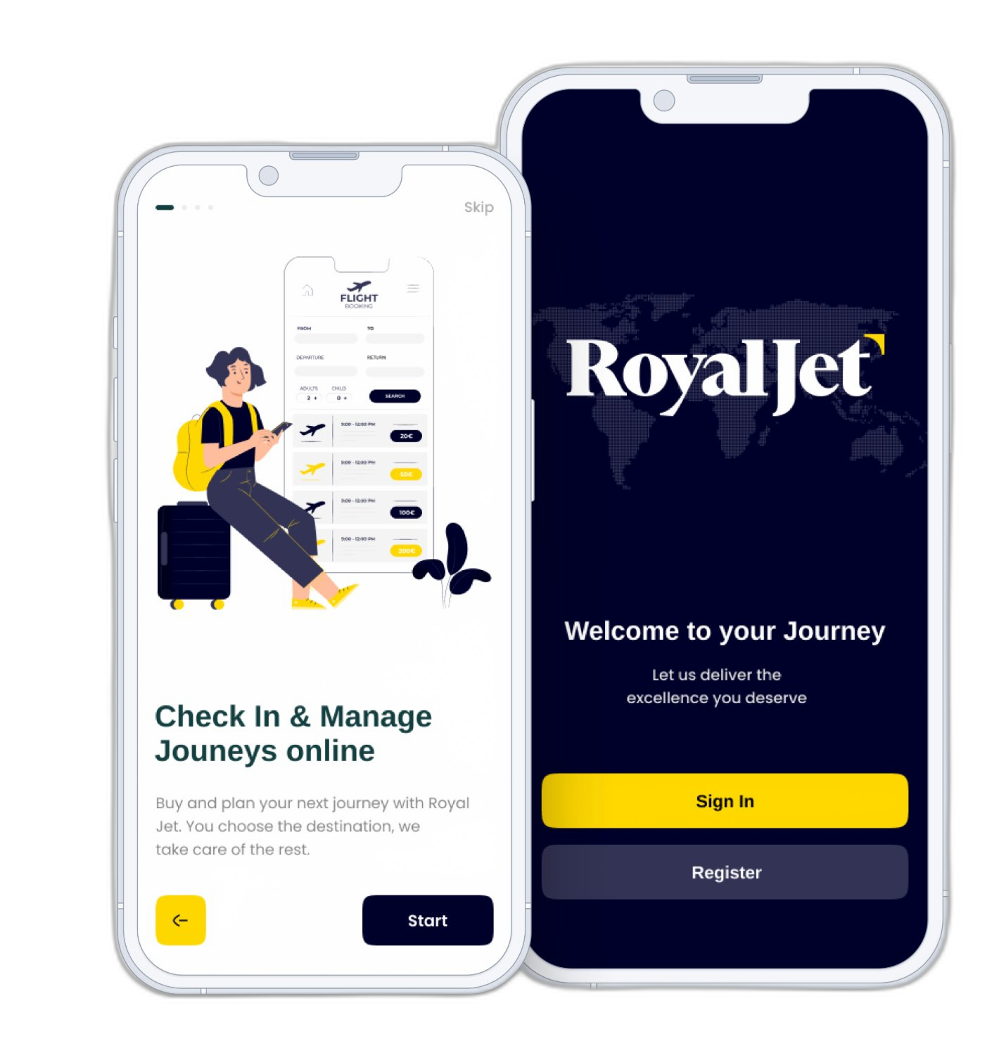 RoyalJet — app interface